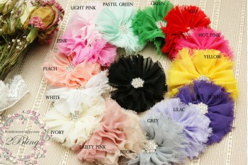 Chiffon Diamante Flower, Pack of 2